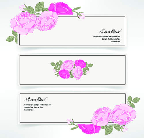 Pink rose banner vector material 01