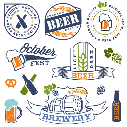 Retro beer labels vectors set 01