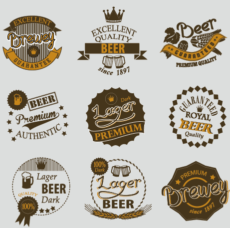 Retro font labels label beer 