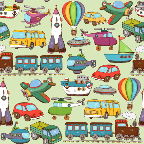 Retro children Toys seamless pattern vector