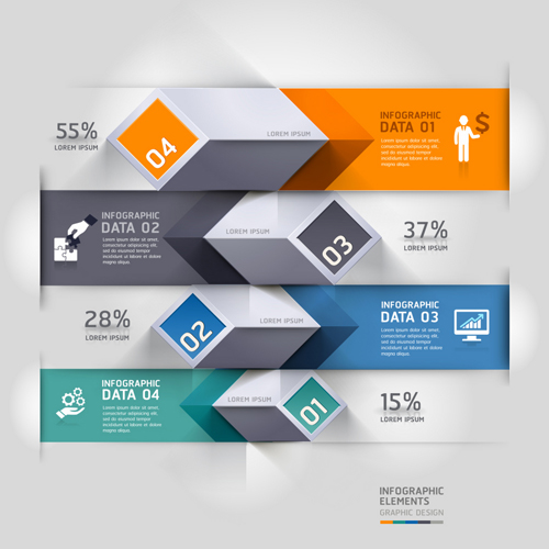 Set of 3d effect Infographics elements vector 02 Set of 3d effect Infographics elements vector 02