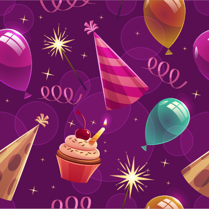 Shiny birthday pattern seamless vector 01