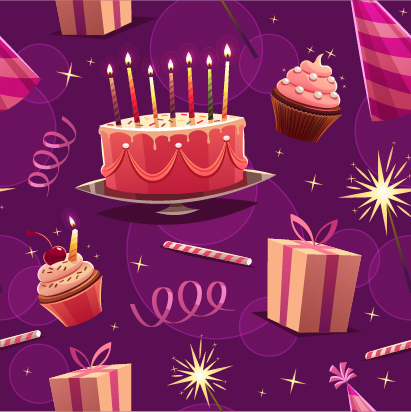 Shiny birthday pattern seamless vector 03
