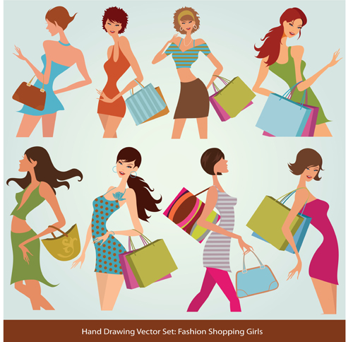 Hand drawing Stylish shopping elements vector set 04