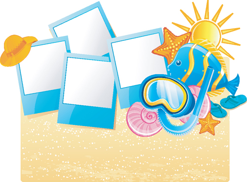 Set of Summer holidays elements vector background 01