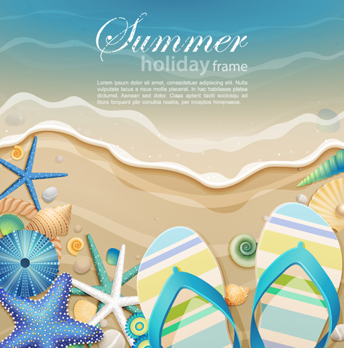 Set of Summer holidays elements vector background 02