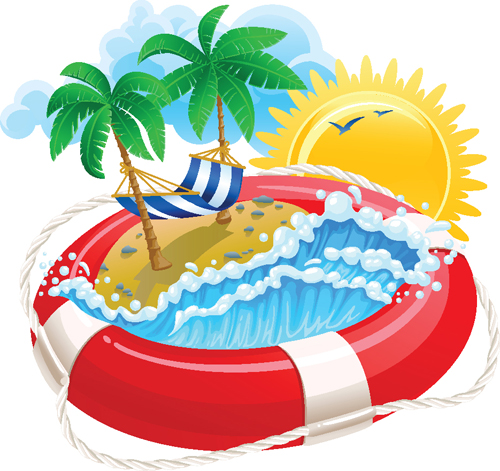 Set of Summer holidays elements vector background 04