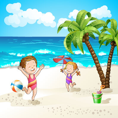 travel summer illustration beach background 