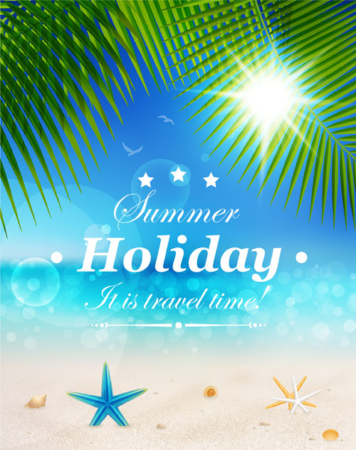 Set of Summer holidays elements vector background 05