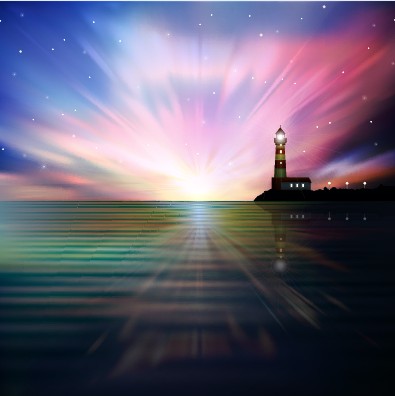 Beautiful Sunrise landscape vector set 05