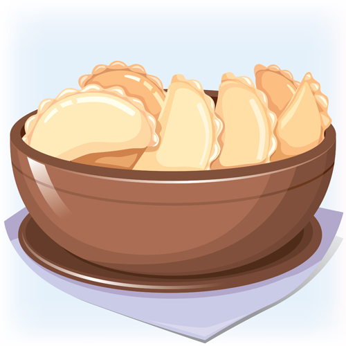 Tasty dumplings design elements vector 03