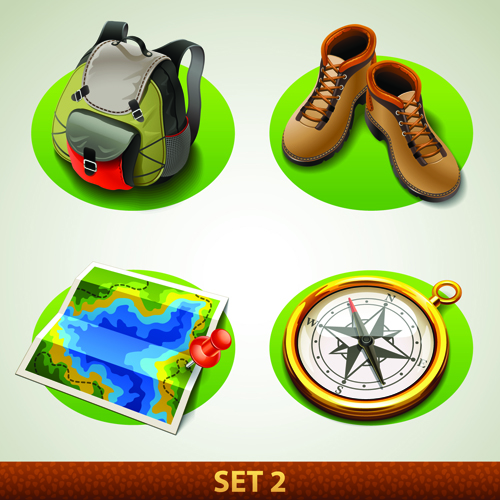 Different Tourism Icons vector 01