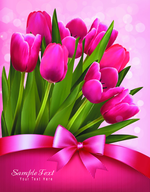 Vivid Tulips backgrounds vector 04