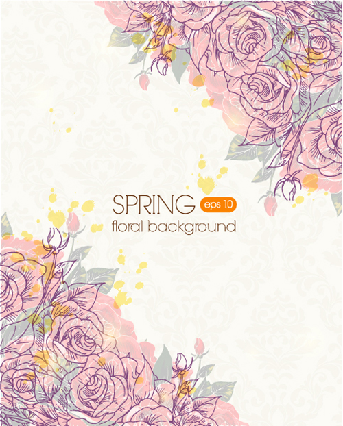 Vector Floral background art set 16