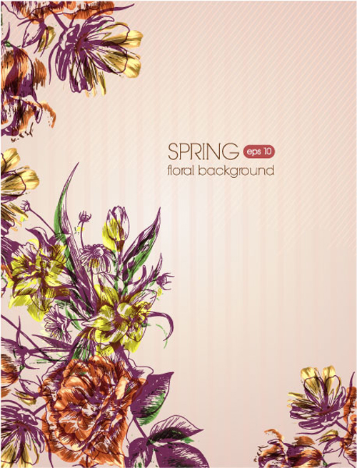 Vector Floral background art set 17