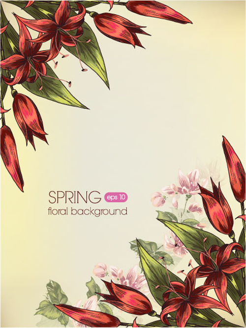 Vector Floral background art set 18