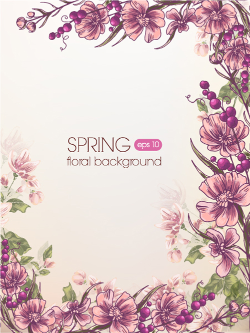 Vector Floral background art set 19