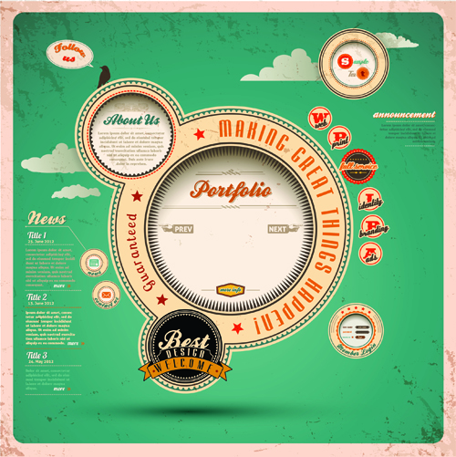 Vintage Style garbage label Design Elements vector 02