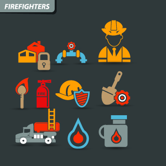 vintage tag icons icon Firefighter 
