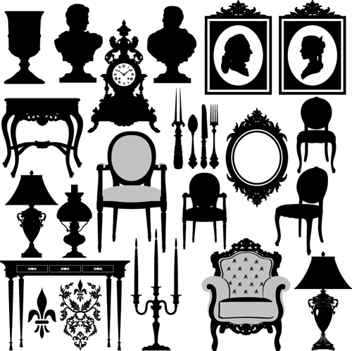Different Vintage furniture design vector set 03
