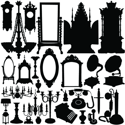 Different Vintage furniture design vector set 04