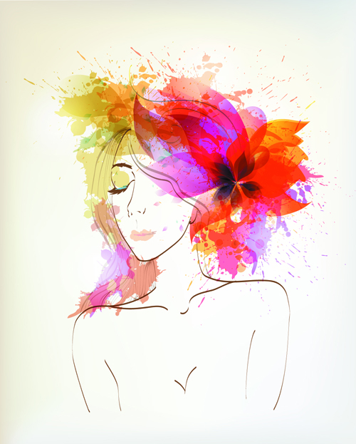 woman watercolor floral creative 