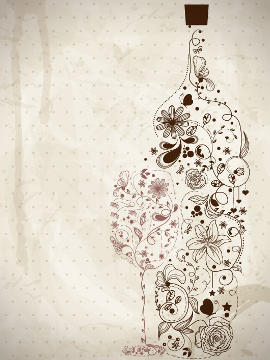 Hand drawn Retro flower Decoration background vector 02