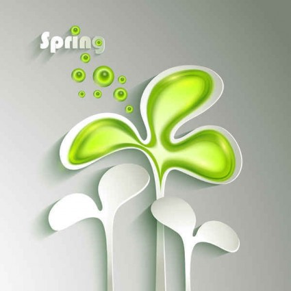 Spring paper green design vector 01 Spring paper green design vector 01