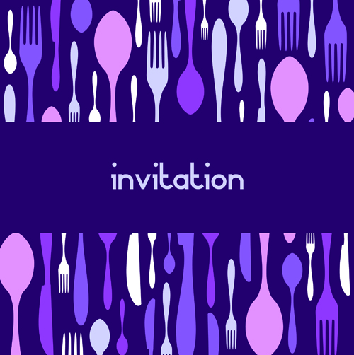 Food theme invitation cards cover design vector