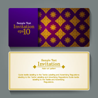 Ornate invitation cards design vector 04