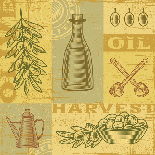 Vintage with retro olives design vector 01