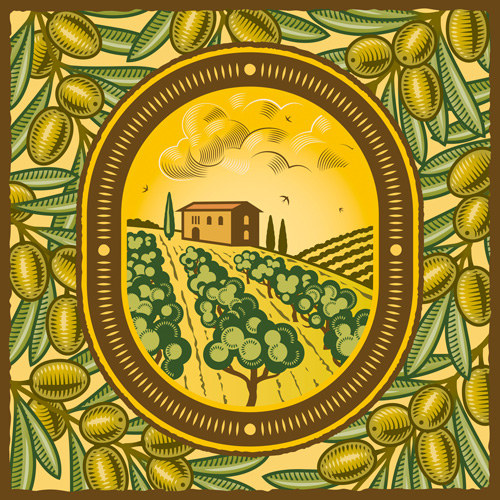 Vintage with retro olives design vector 02