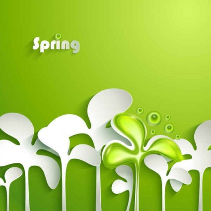 Spring paper green design vector 02 Spring paper green design vector 02