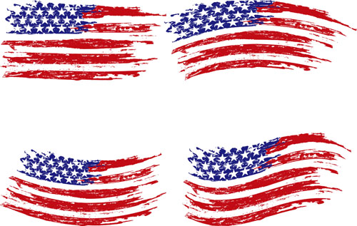 Set of America flag vector 04