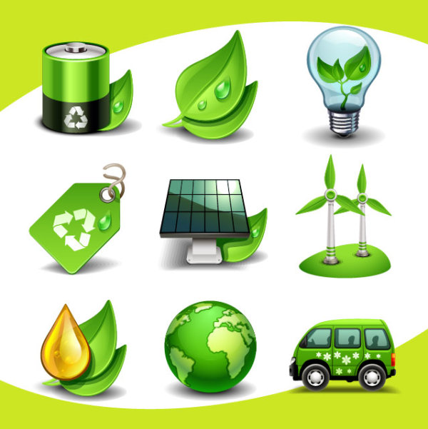 Eco elements icon vector 01