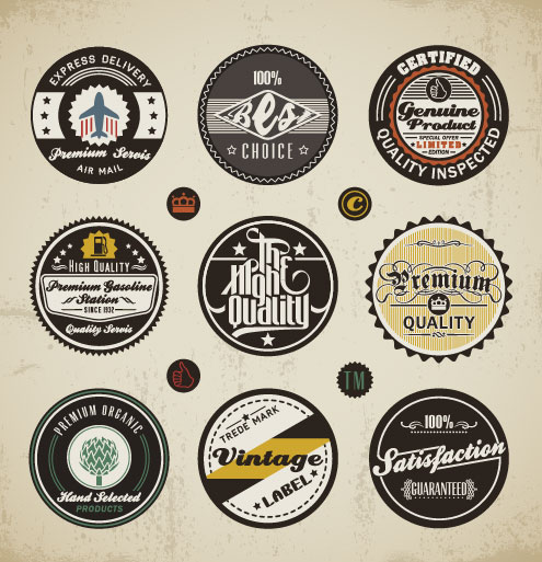 Various elements Vintage labels vector 01