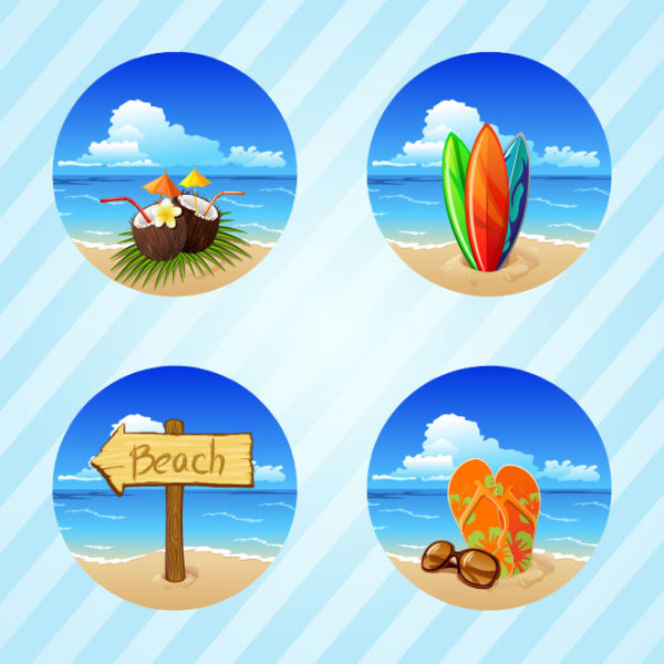 Different Summer Seaside elements vector set 02