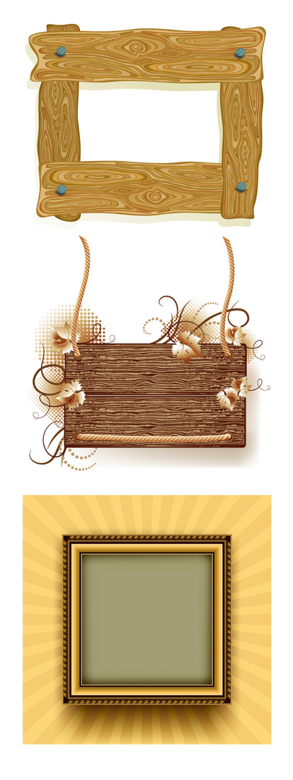 Wood photo frame vector