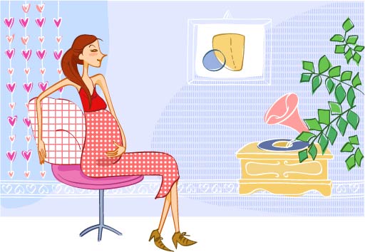 Elements of pregnant mother material Vector