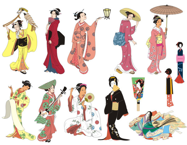Japanese wind material Vector