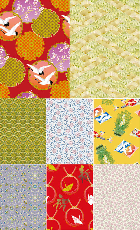 pine pattern material Japanese style cranes crane background and wind 