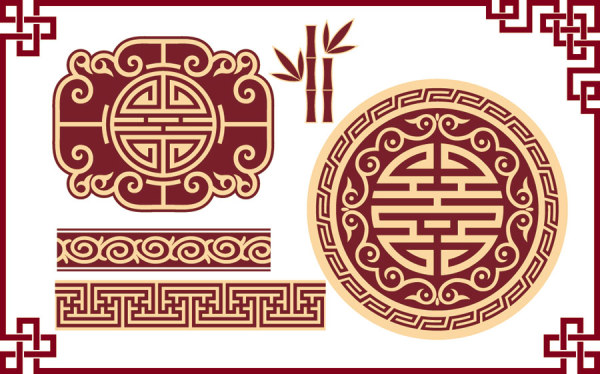 Chinese style floral decorative elements 05