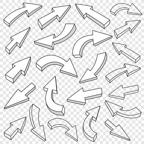 3D arrows outline vector material 01