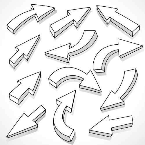 3D arrows outline vector material 02
