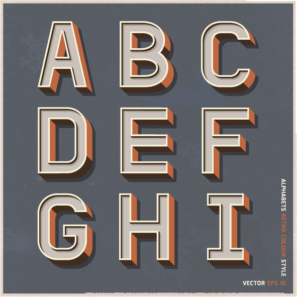 Retro font Colour alphabet 