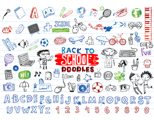 Back to school doodles vector illustration