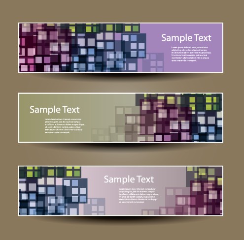 Web header abstract banner vector set 01