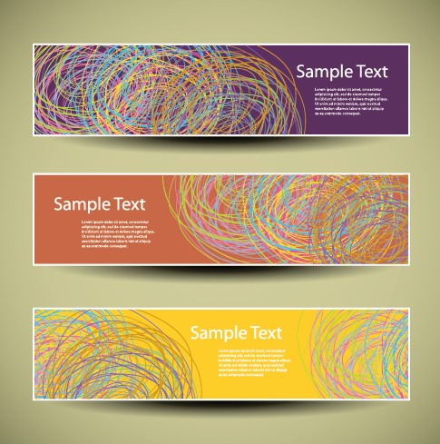 Web header abstract banner vector set 03
