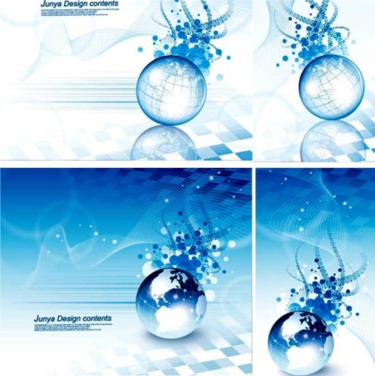 Blue crystal globe business card with background vector Blue crystal globe business card with background vector
