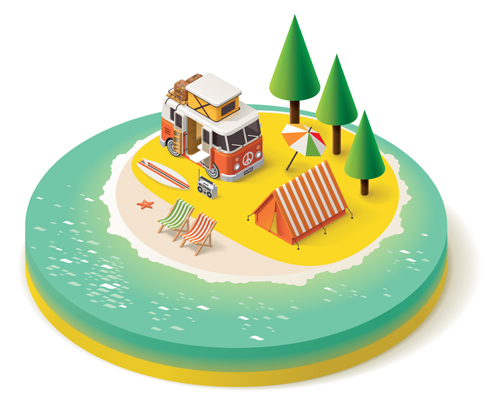 Buildings model isometric vector material 04